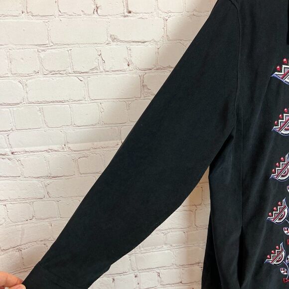 BOB MACKIE WEARABLE ART black embroidered full zip blouse top shirt size S - Picture 6 of 9